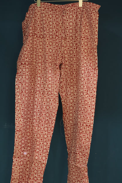 Cream Handblock printed kota 3 piece suit (stitched)