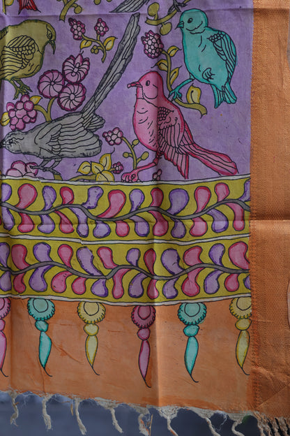 Pen Kalamkari chennur silk duppata