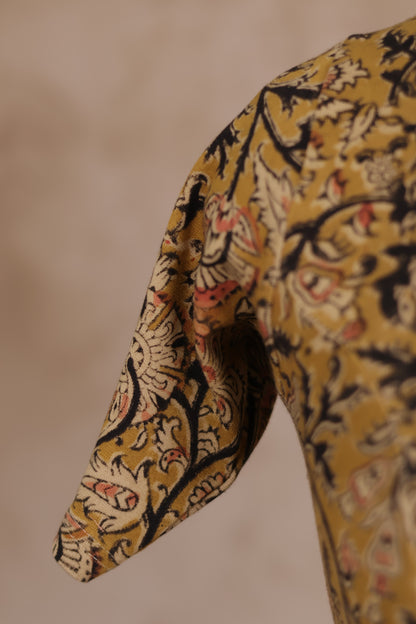 Round Neck Stretchable Hand block printed kalamkari blouse