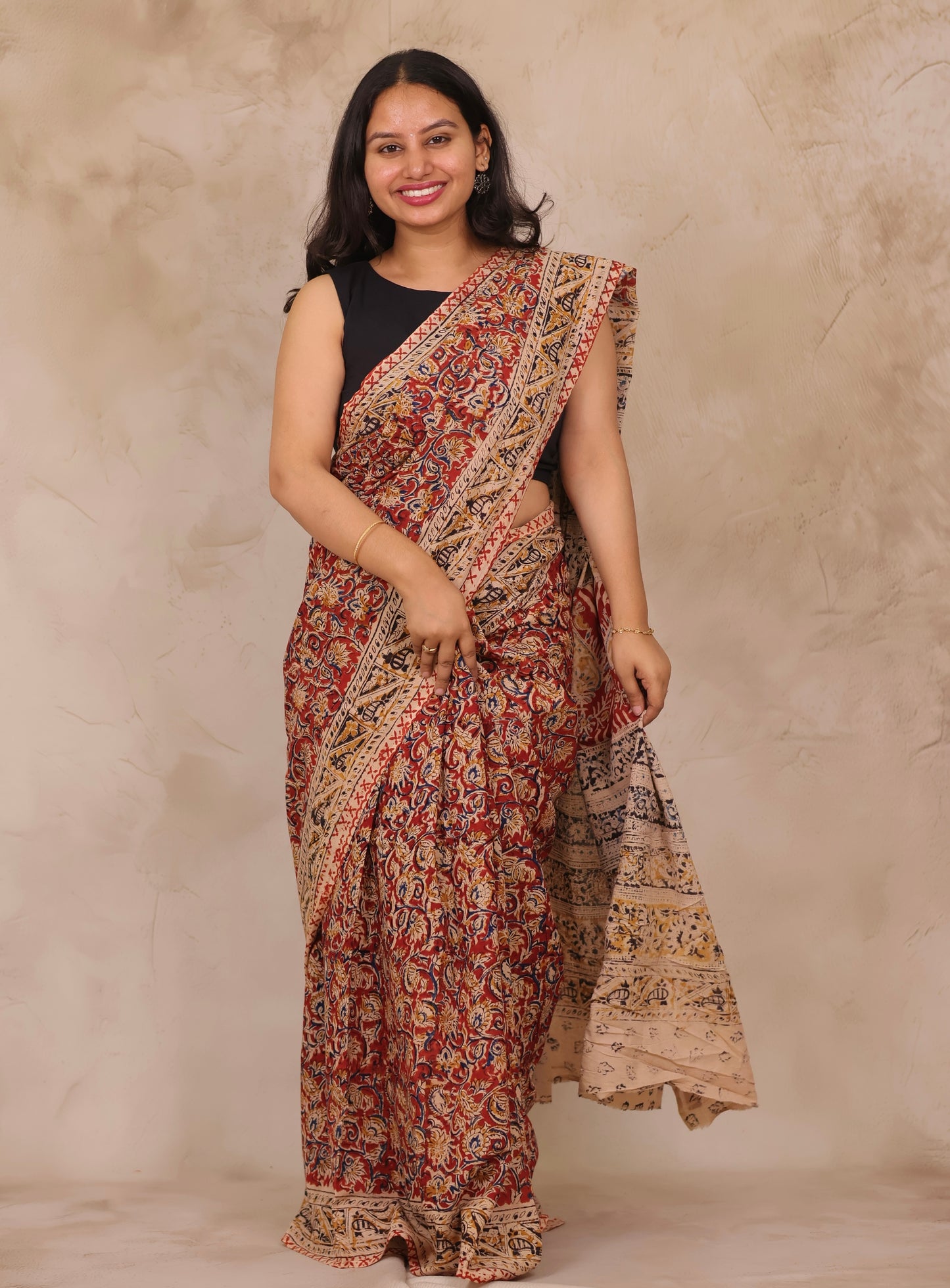 Hand Block Printed Kalamkari Cotton Saree