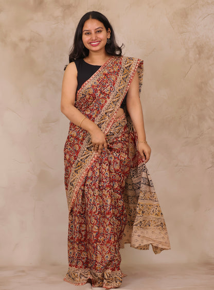 Hand Block Printed Kalamkari Cotton Saree