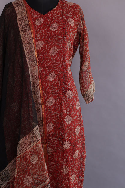 Handblock printed kota 3 piece suit (stitched)
