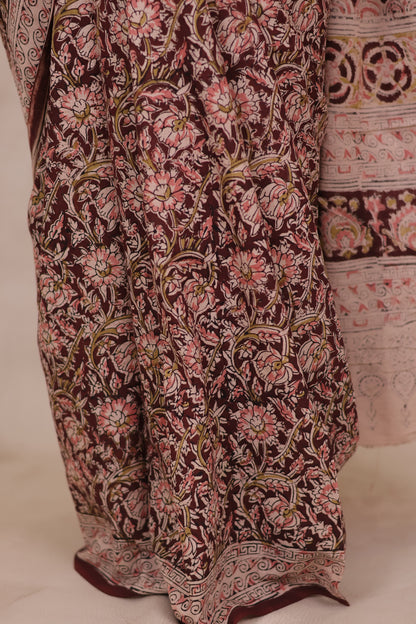 Hand Block Printed Kalamkari Cotton Saree