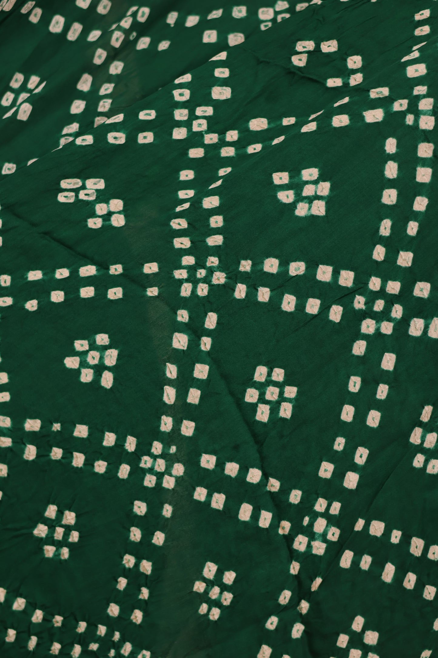 Bottle Green Hand Knotted Bandhej Arakh Modal Silk Saree with Lagdi Pallu | Looms & Tassels
