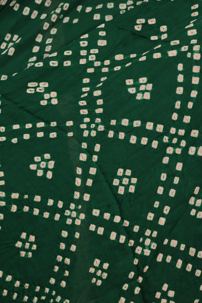 Bottle Green Hand Knotted Bandhej Arakh Modal Silk Saree with Lagdi Pallu | Looms & Tassels