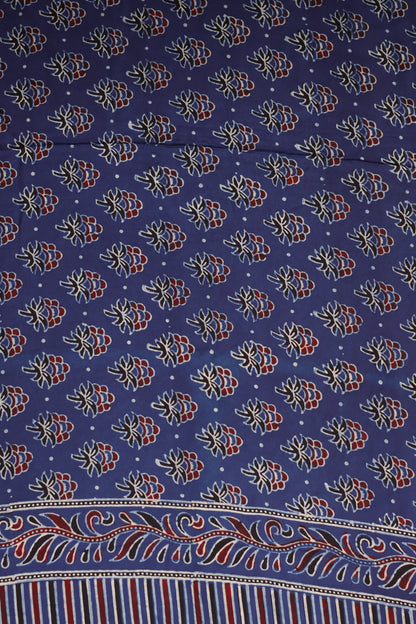 Pure Ajrakh Hand Block Printed Modal Silk Saree