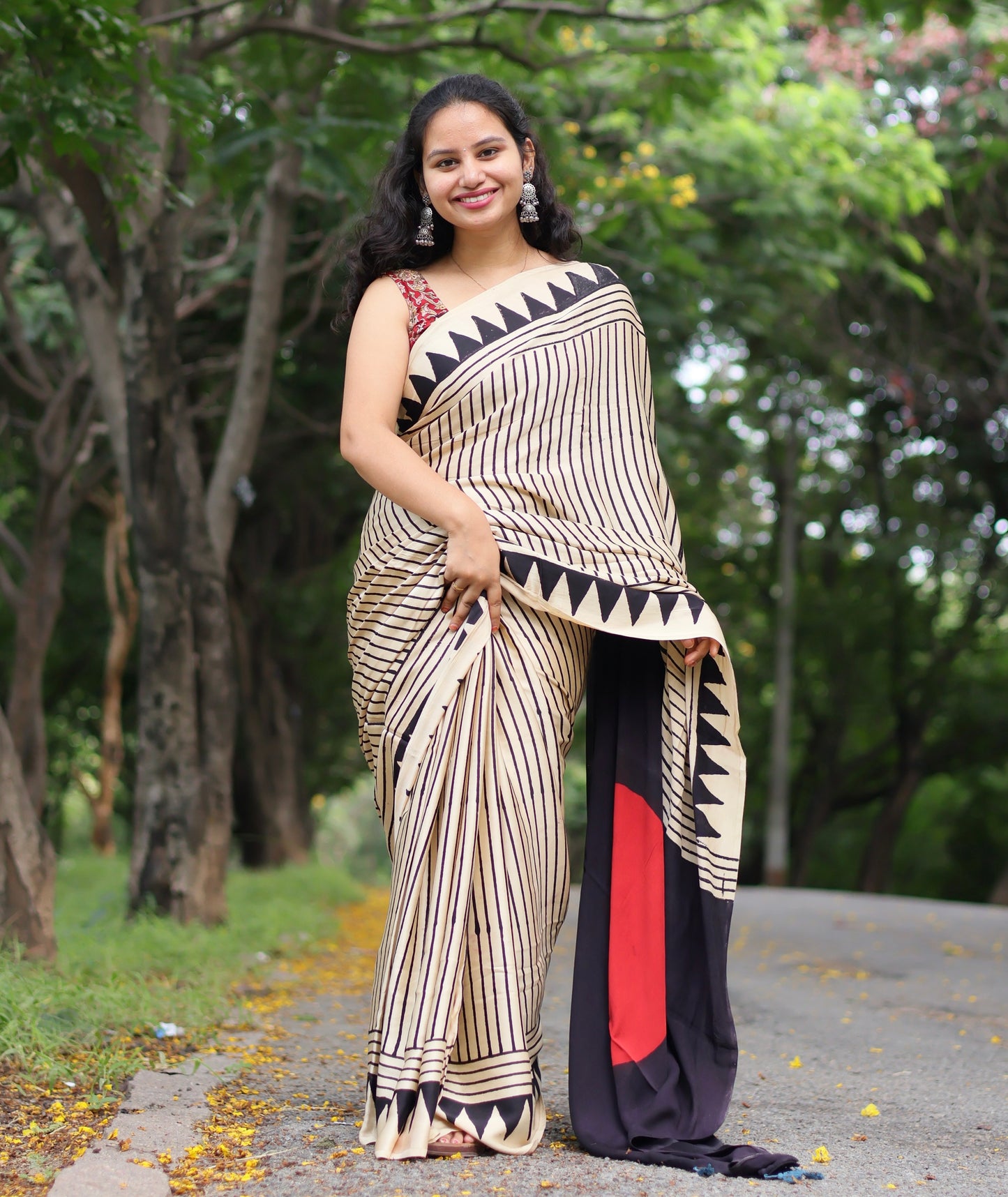 Ajrakh Modal Silk Saree