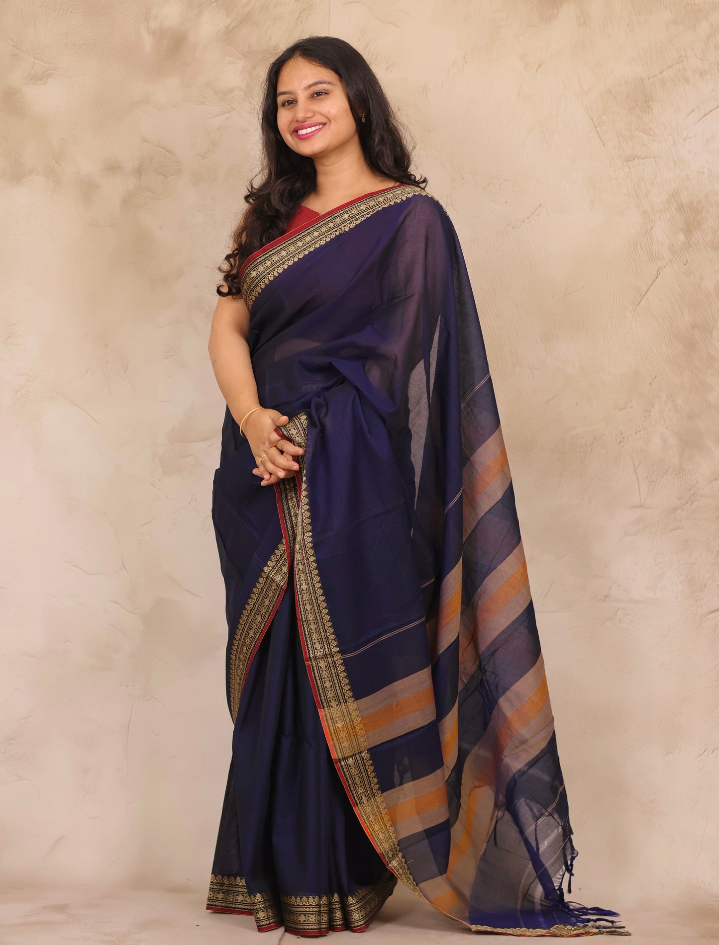 Blue Narayanpet Cotton Saree | Looms & Tassels