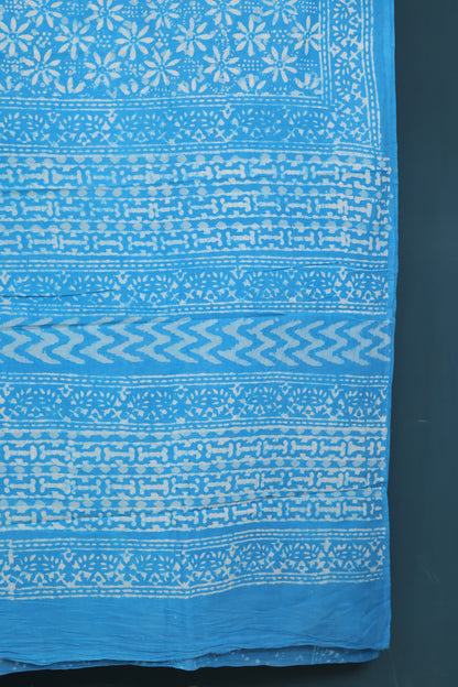 Bagru Handblock printed MulMul cotton saree