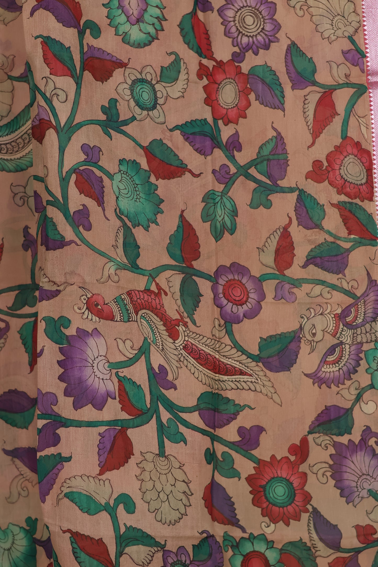 Pastel Pen Kalamkari Mangalagiri silk Dupatta
