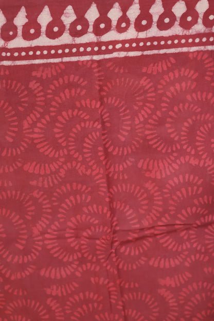 Dusty Rose Bagru Handblock printed MulMul cotton saree | Looms & Tassels