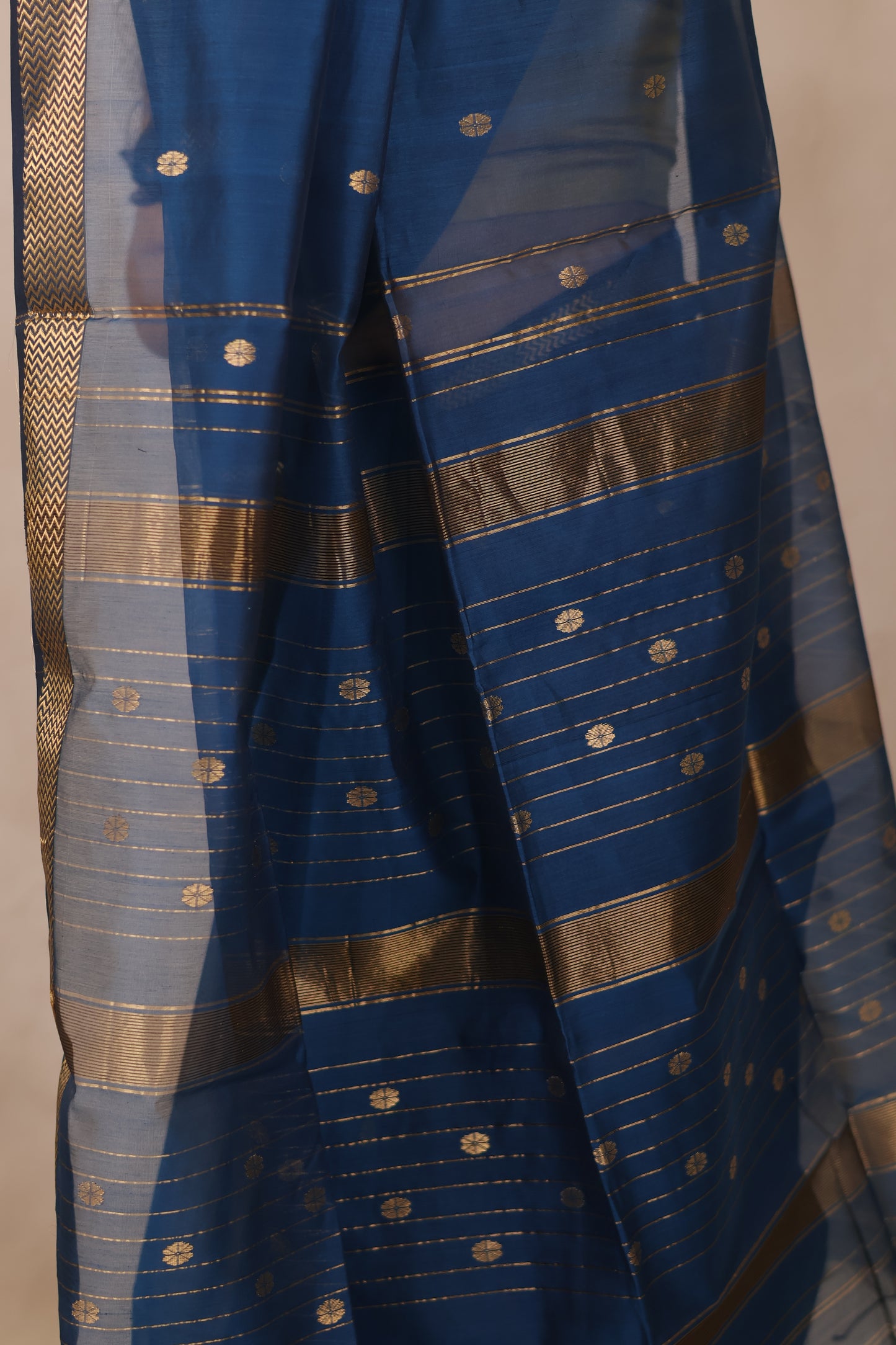 Blue Handloom Maheswari Silk Cotton Sarees | Looms & Tassels