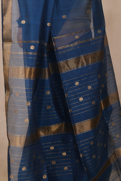 Blue Handloom Maheswari Silk Cotton Sarees | Looms & Tassels