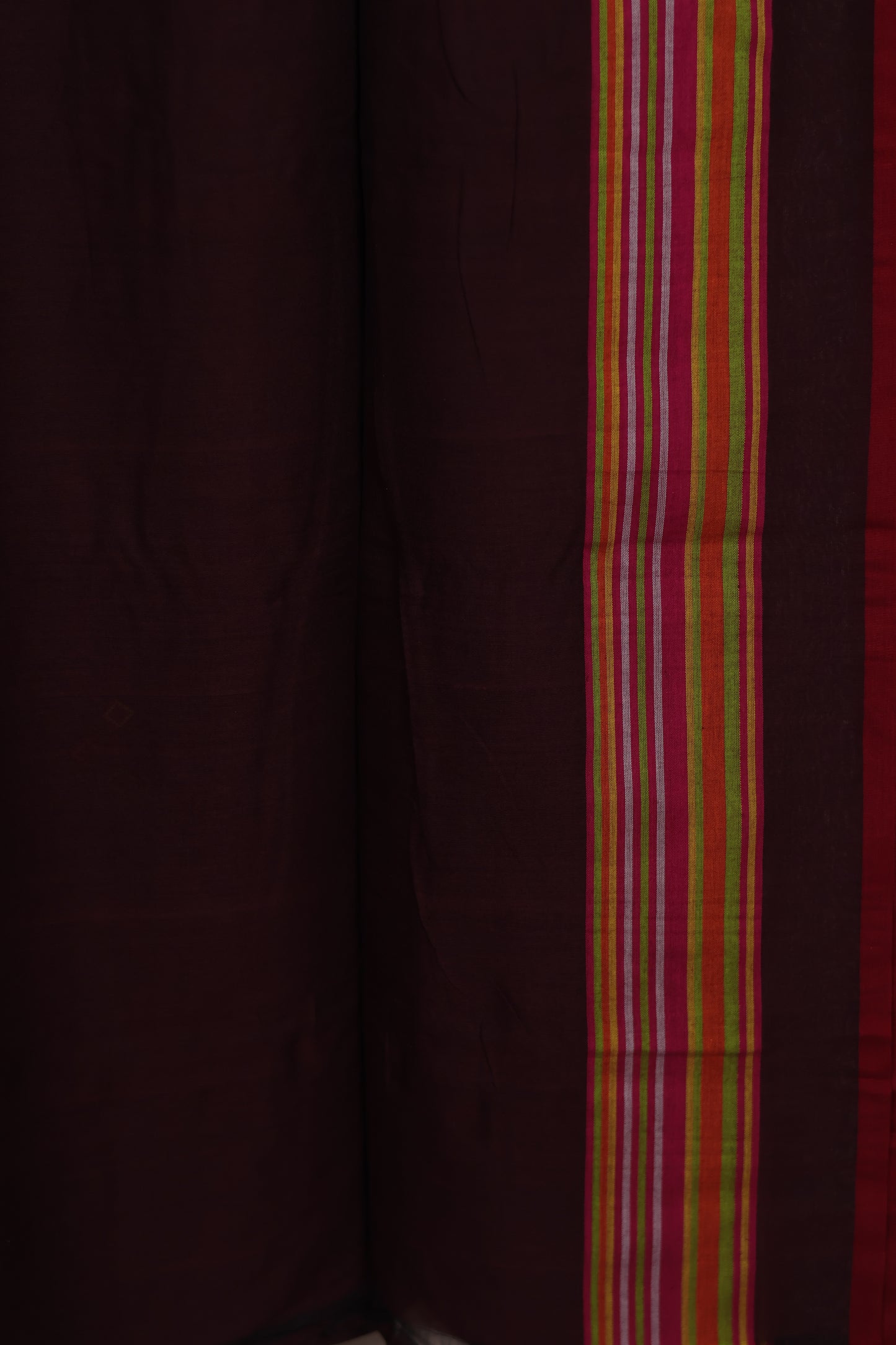 Dark Maroon Bhujodi weaving Malai Cotton Saree | Looms & Tassels
