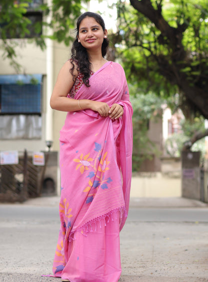 Pure Handwoven Jamdhani Malai Cotton Saree