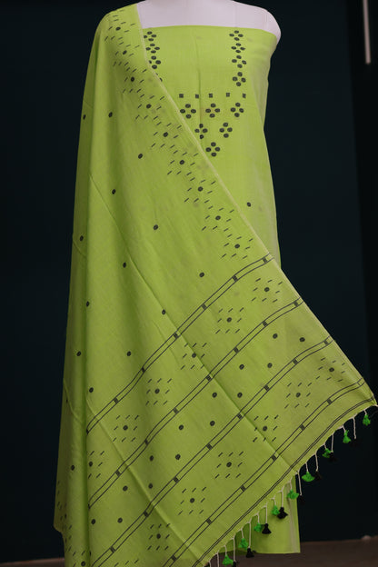Handwoven weaving butta pure Malai cotton 2 piece suit sets