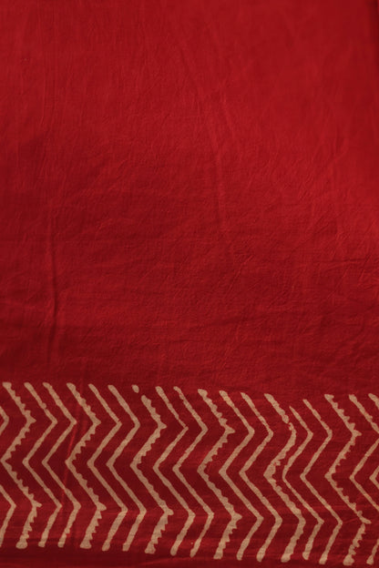 Red Bagru Handblock printed MulMul cotton saree