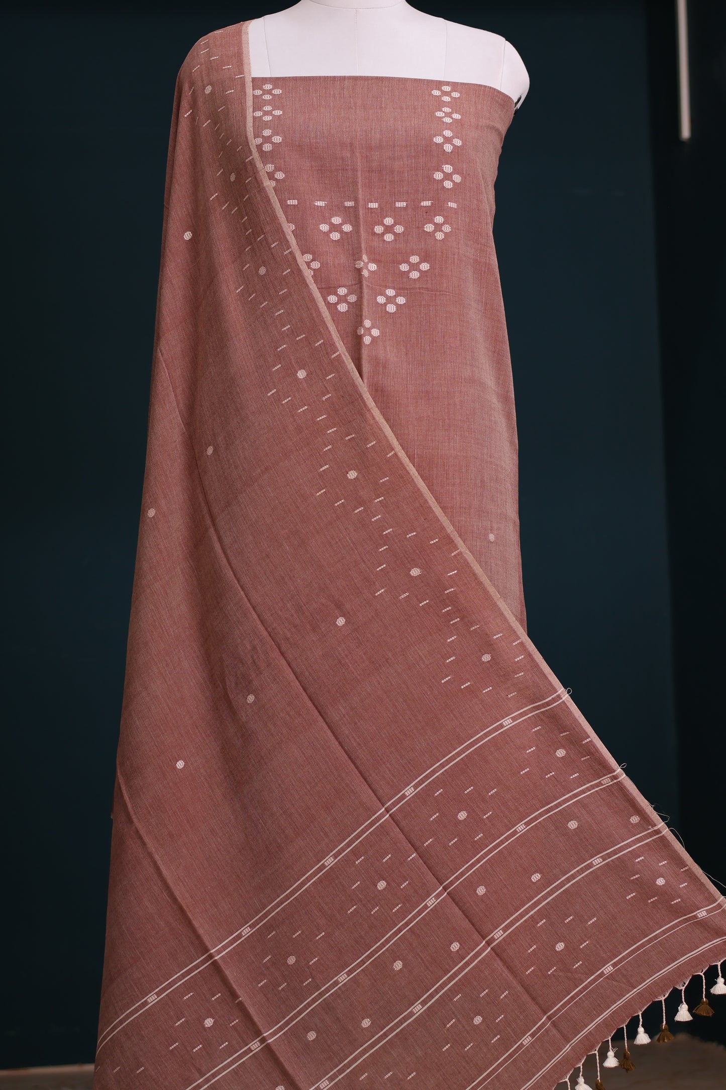 Handwoven weaving butta pure Malai cotton 2 piece suit sets