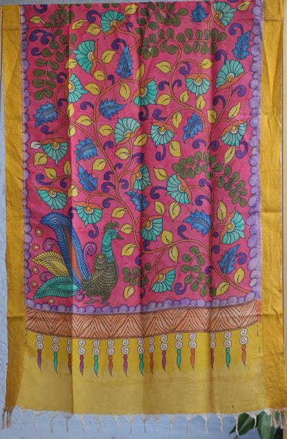 Pen Kalamkari chennur silk duppata