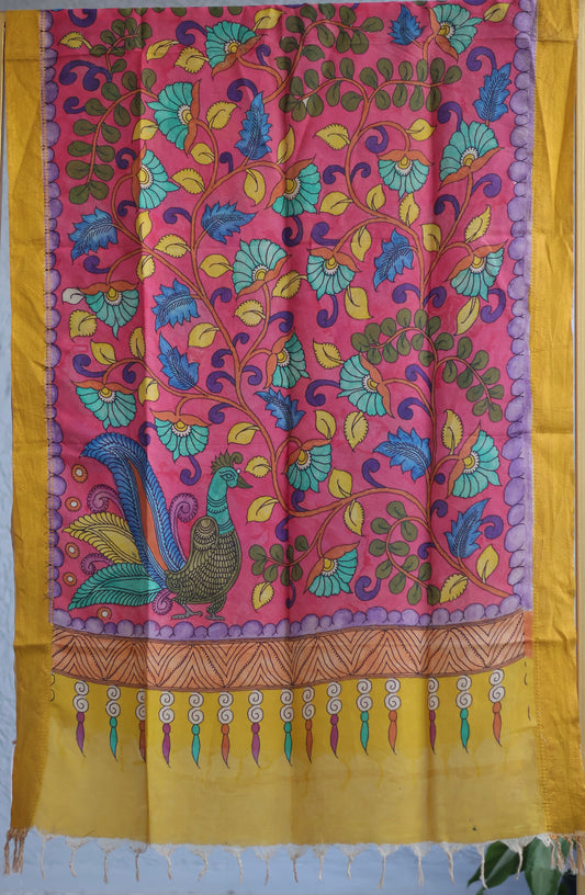 Pen Kalamkari chennur silk duppata