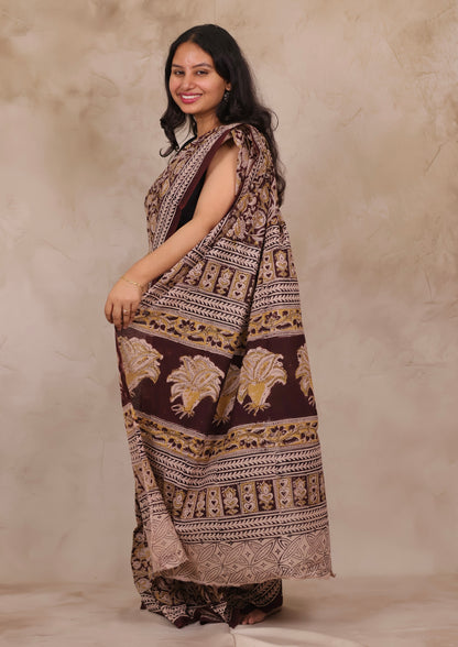 Hand Block Printed Kalamkari Cotton Saree