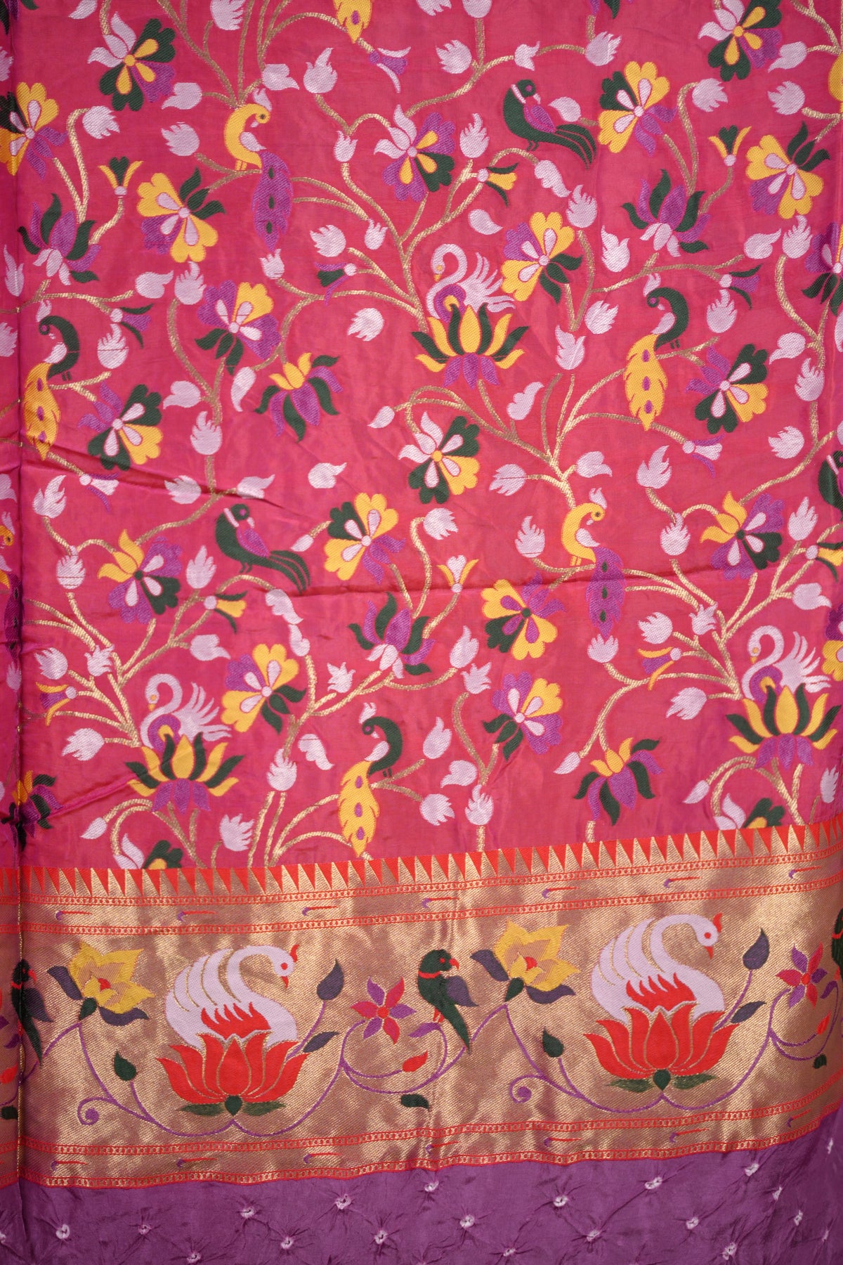 Handcrafted Bandhani Paithani Dola Silk Saree | Looms & Tassels