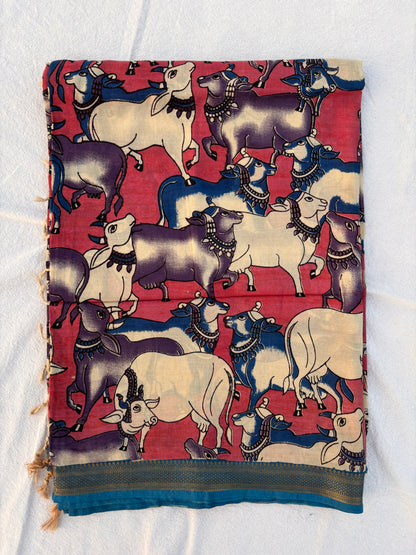 Nizam Border Kalamkari Silk Saree