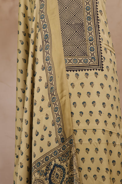 Ajrakh Handblock Printed Modal Silk 2 Piece Suit Set | Looms & Tassels