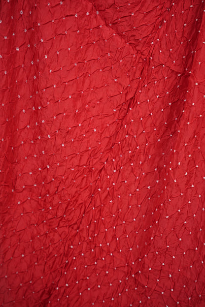 Red Handcrafted Bandhani Paithani Dola Silk Saree | Looms & Tassels