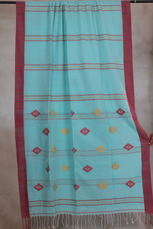 Malai Cotton Saree with Butta Weaving | Looms & Tassels