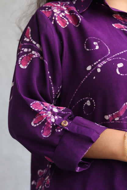 Purple Hand Drawn Batik Shirt