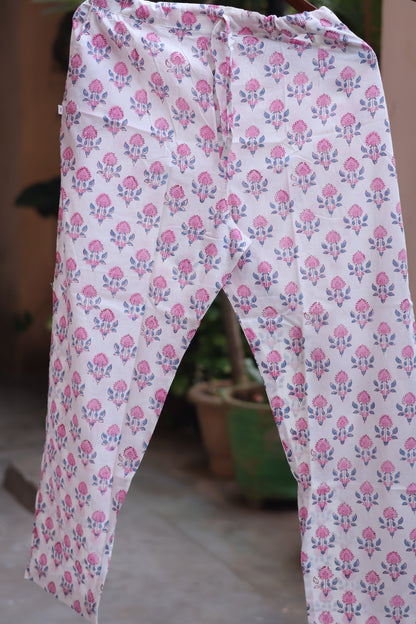 Pastel Handblock printed kota 3 piece suit (stitched)