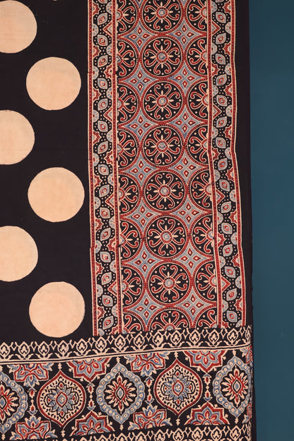Ajrakh Modal Silk Saree with tissue pallu