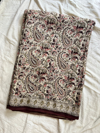 Hand block printed Kalamkari Silk Saree