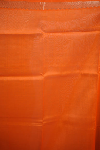 Sea Green & Orange Handloom Mangalagiri Silk Saree| Looms & Tassels