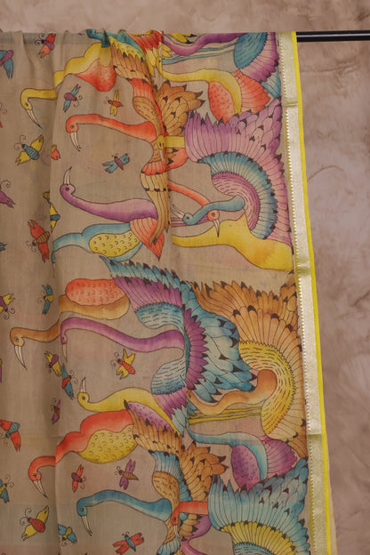 Pen Kalamkari Mangalagiri silk Dupatta