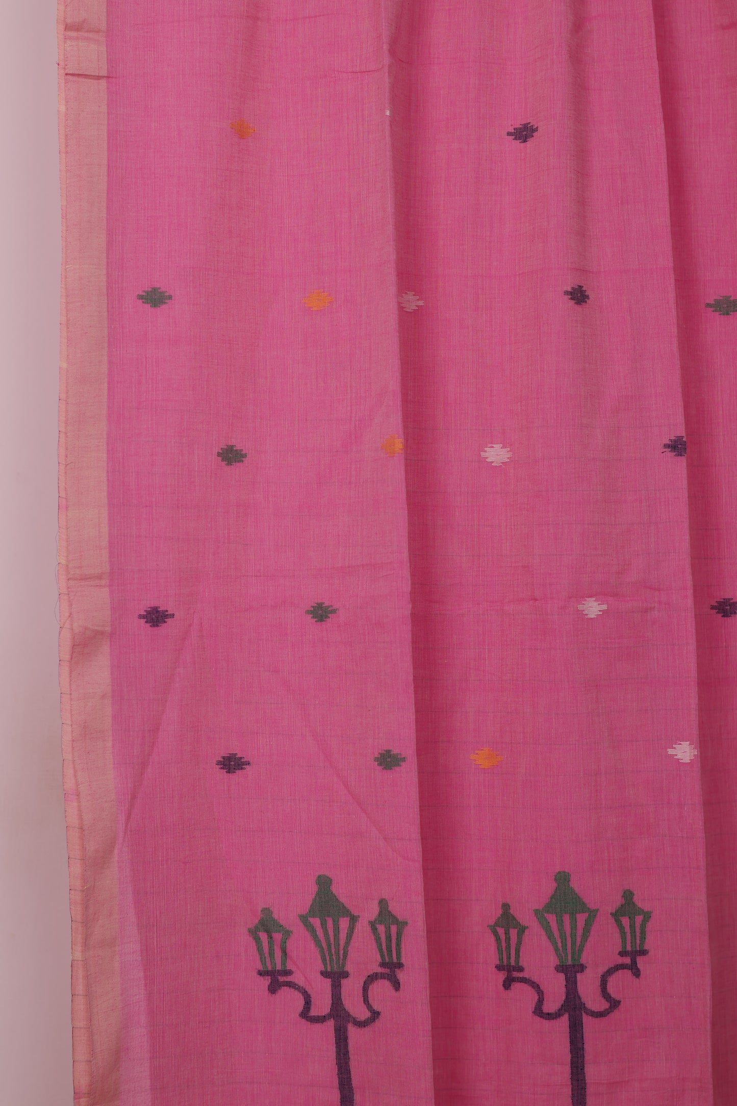 Pink Pure Handwoven Jamdhani Malai Cotton Saree