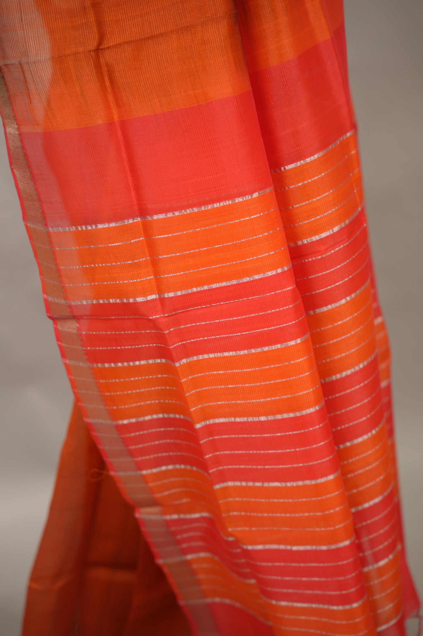 Rust Handloom Mangalagiri Silk Saree| Looms & Tassels
