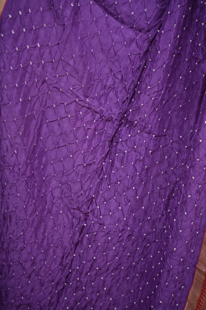 Lavender Handcrafted Bandhani Paithani Dola Silk Saree | Looms & Tassels