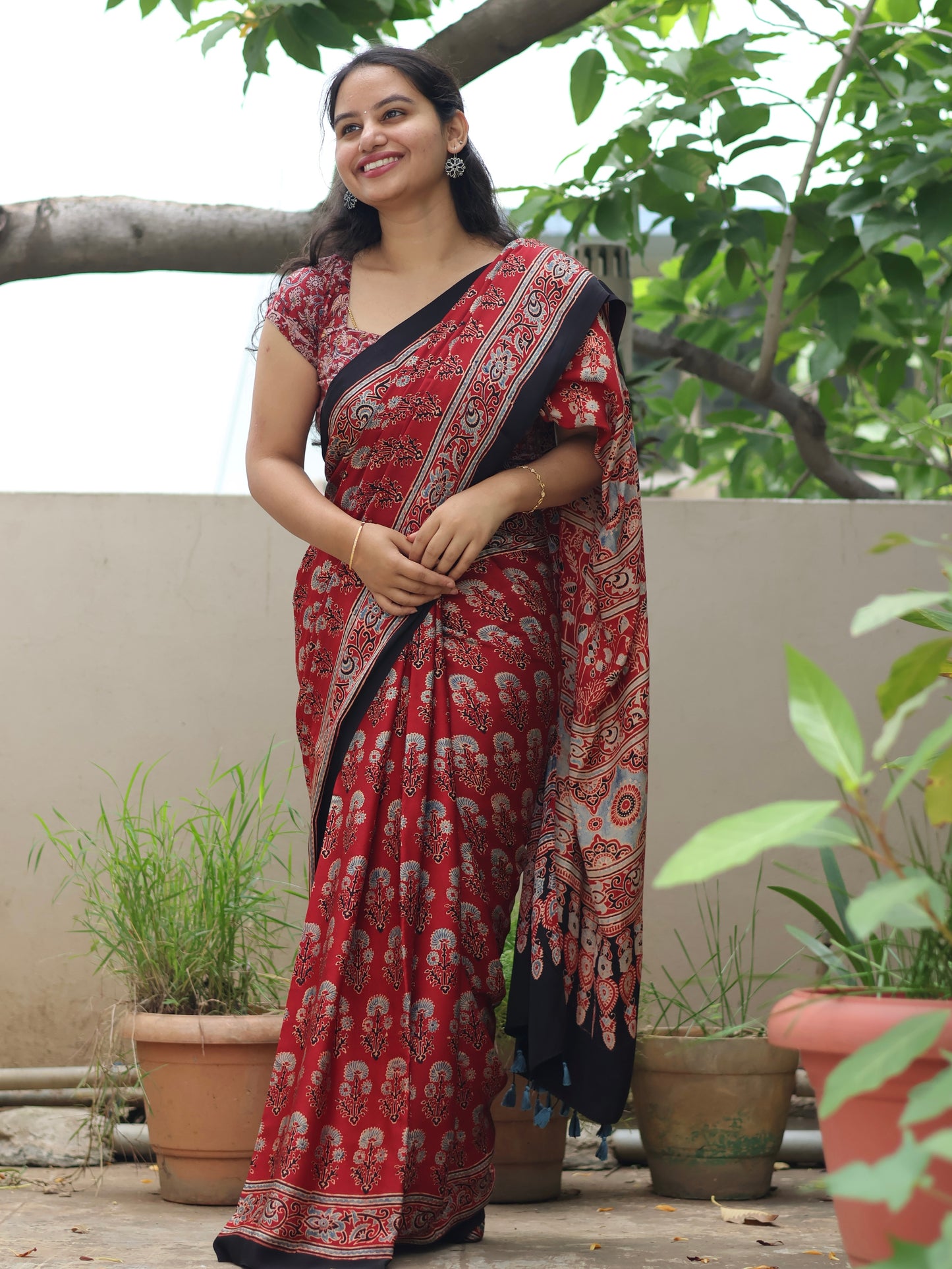 Ajrakh Modal Silk Saree
