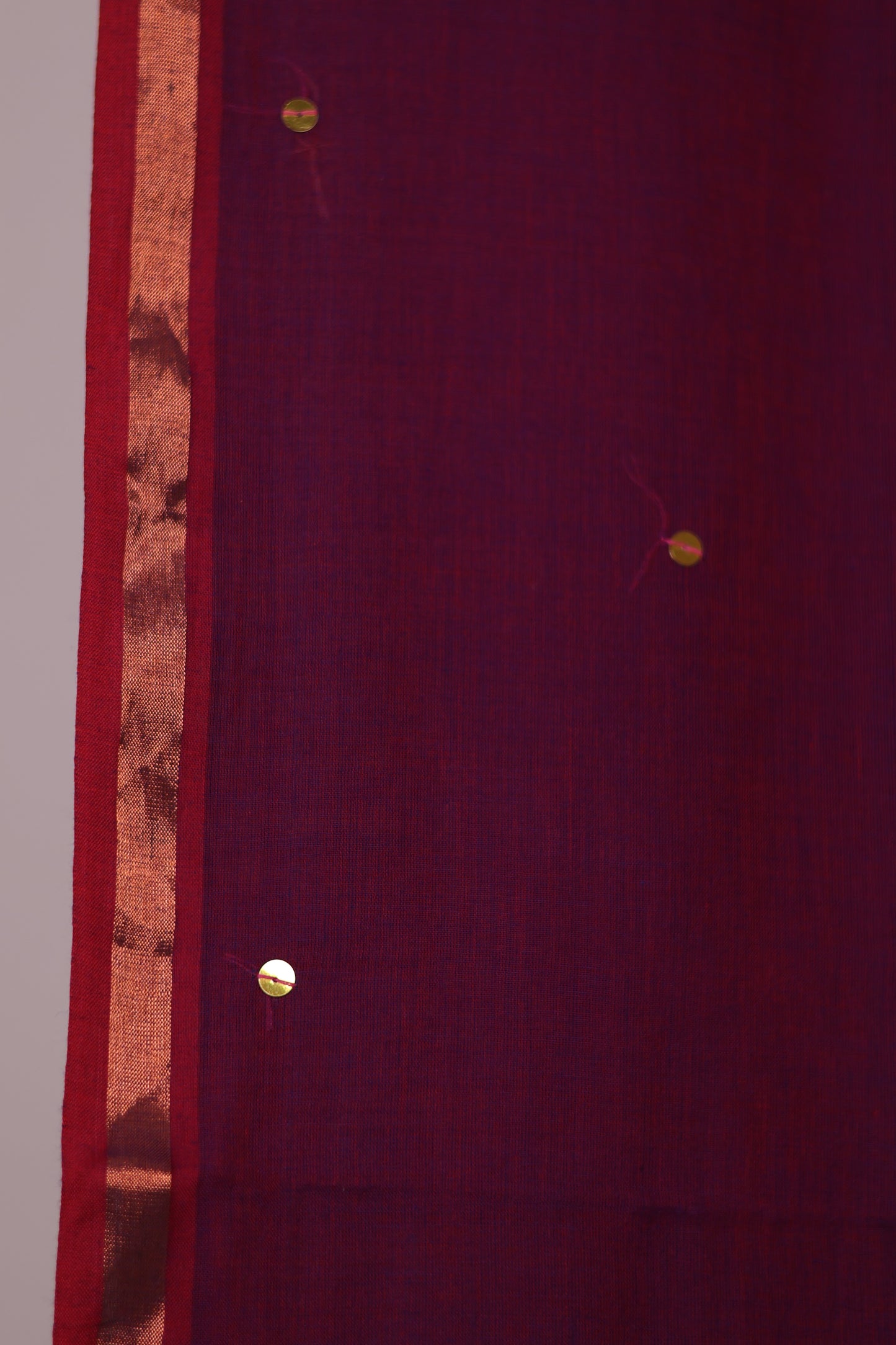 Dual Tone Pure Handwoven Malai Cotton Saree with Sequence Work