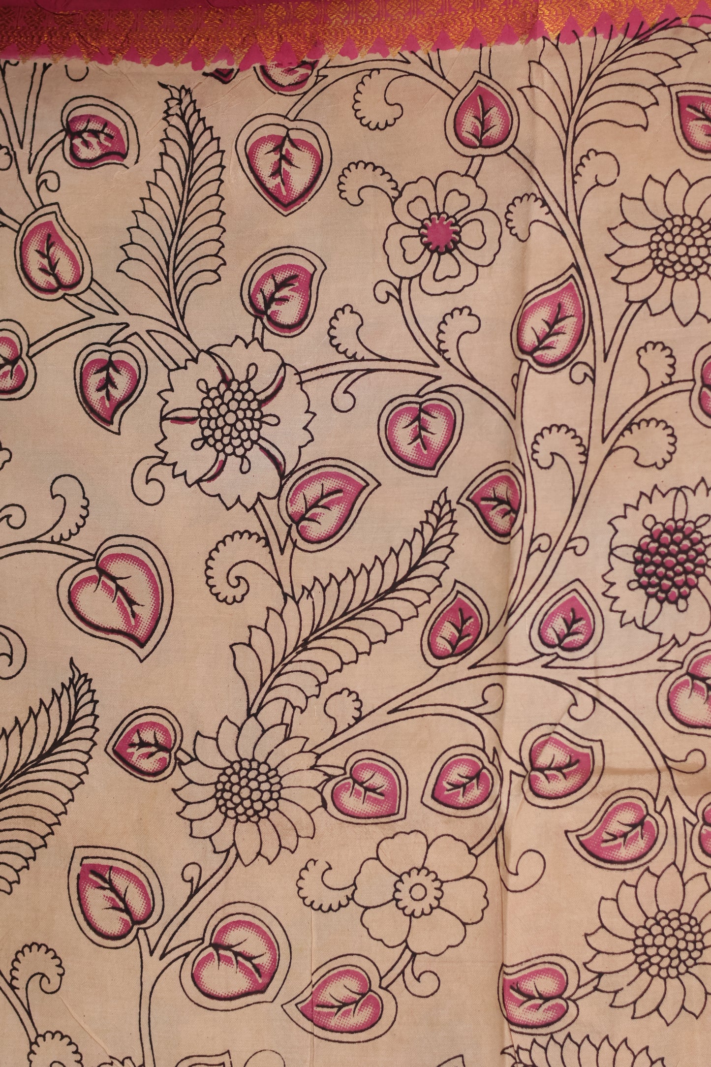 Pichwai Kanchi Border Kalamkari Chennur Silk Saree