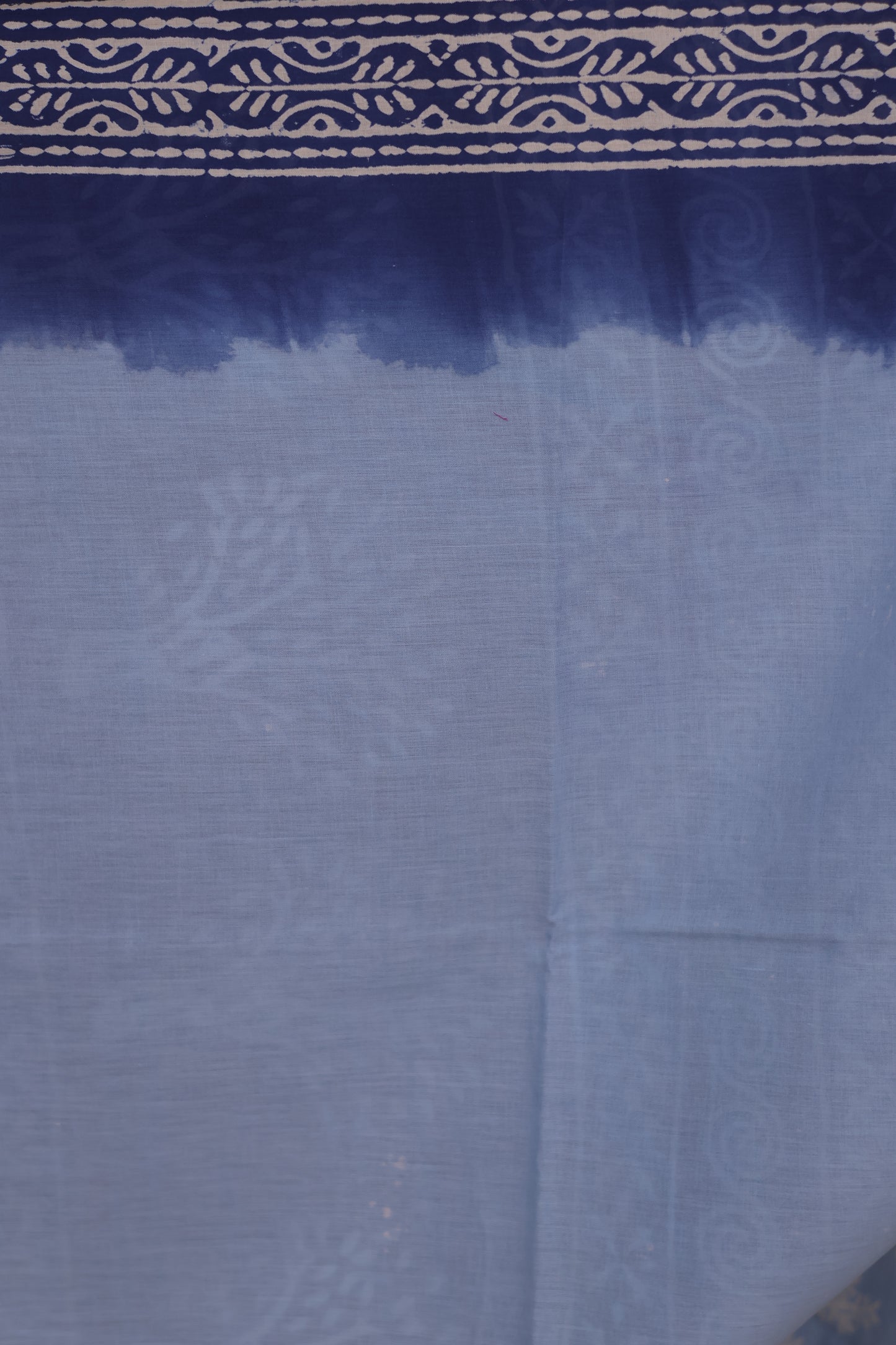 Blue Bagru Handblock printed MulMul cotton saree | Looms & Tassels