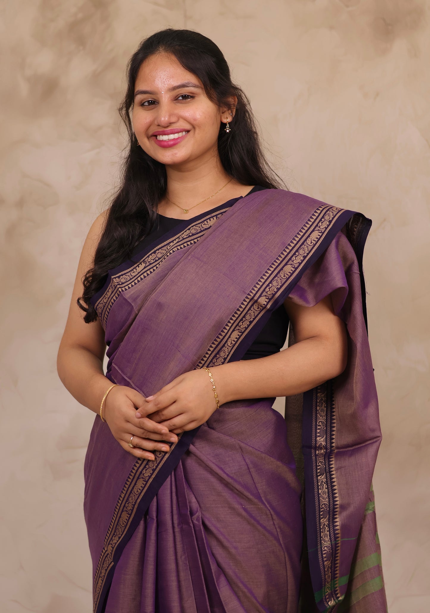 Lavender Narayanpet Cotton Saree | Looms & Tassels