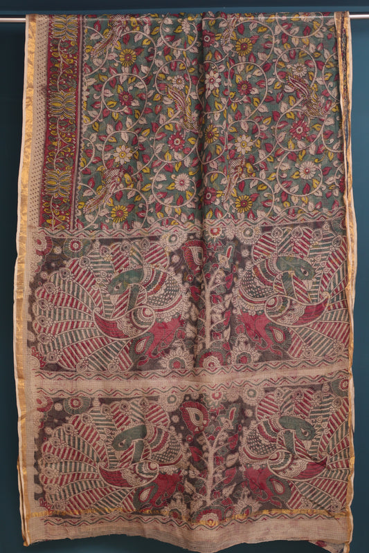 Kalamkari printed Kota Doriya Saree