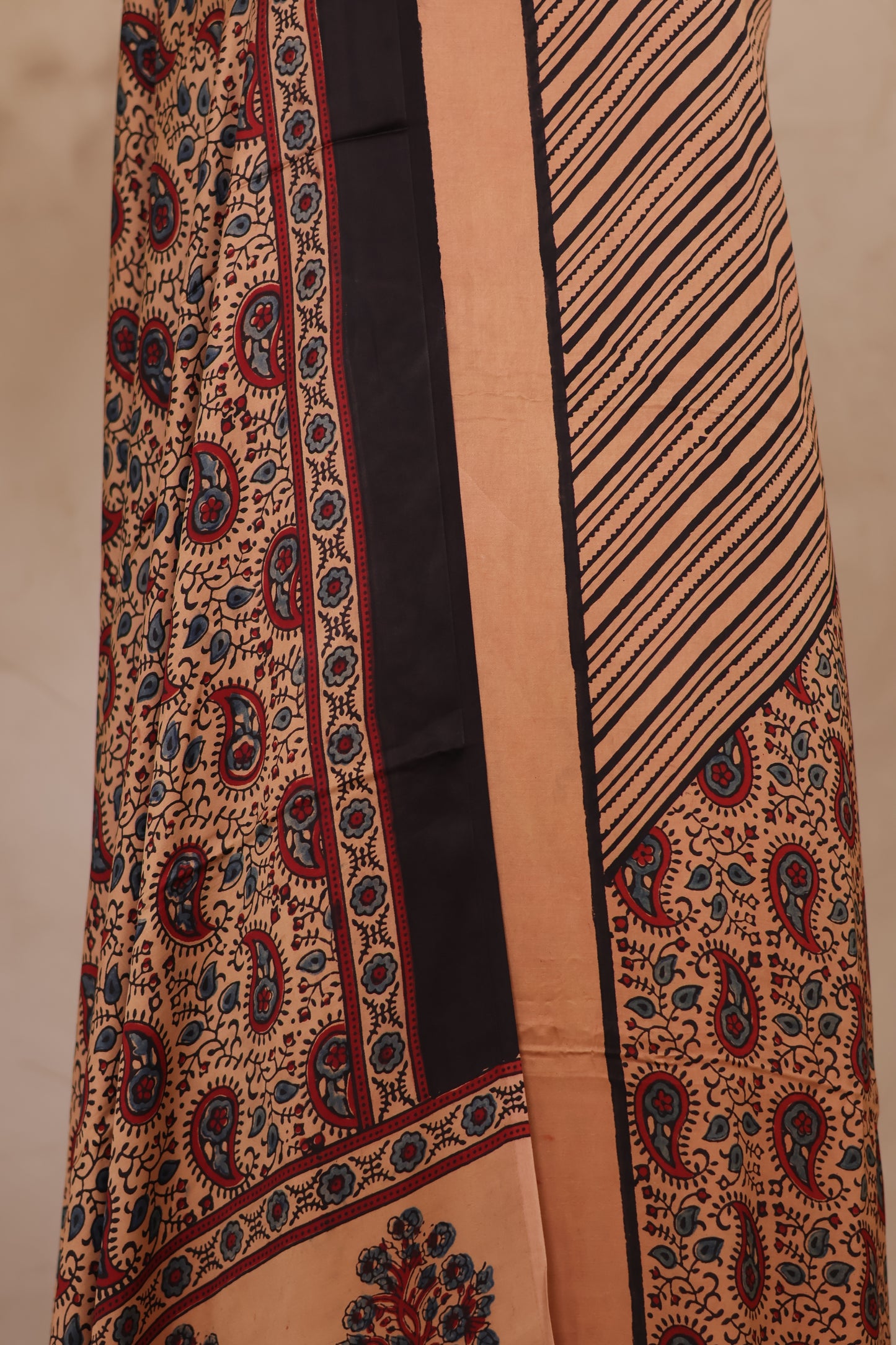 Ajrakh Handblock Printed Modal Silk 2 Piece Suit Set | Looms & Tassels