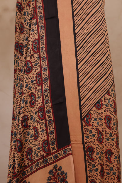 Ajrakh Handblock Printed Modal Silk 2 Piece Suit Set | Looms & Tassels