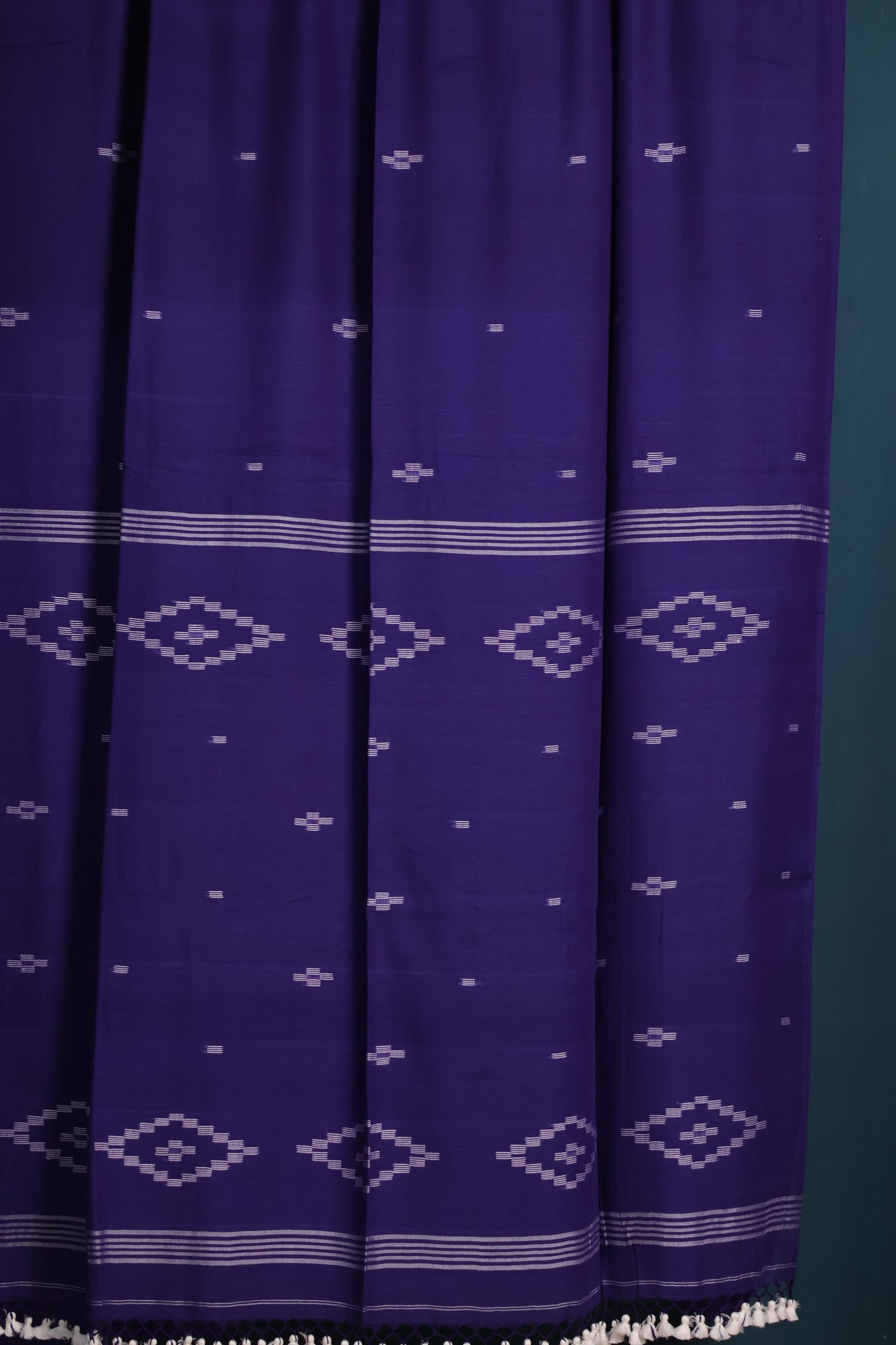 Blue  Pure Handwoven Malai Cotton Saree with Butta Weaving