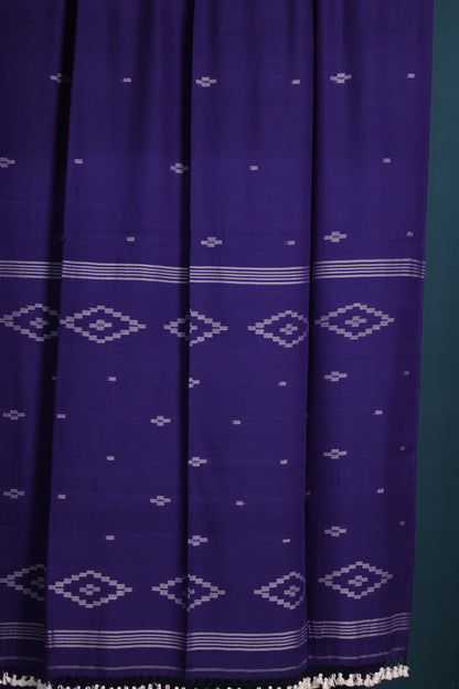 Blue  Pure Handwoven Malai Cotton Saree with Butta Weaving