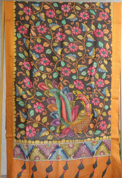 Pen Kalamkari chennur silk duppata